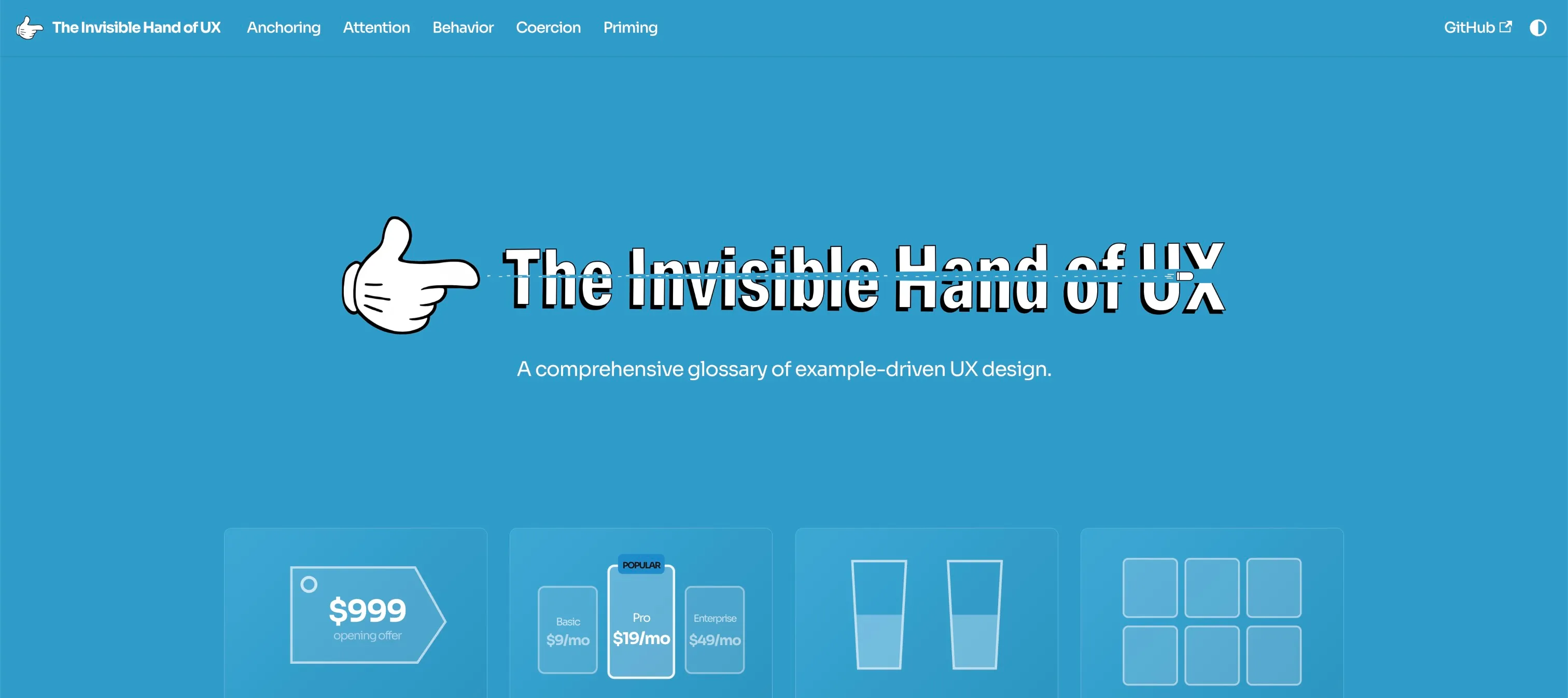 The merged landing page with the visual term grid above the fold
